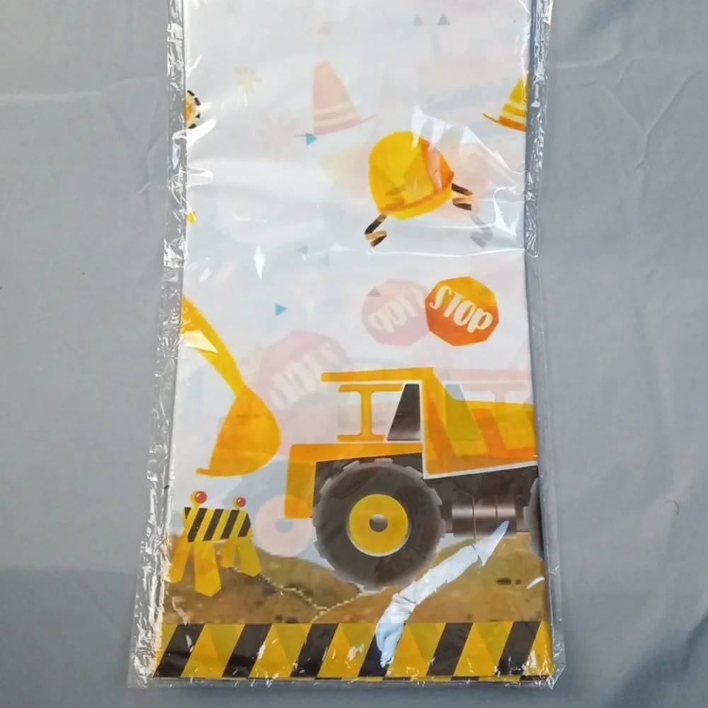 💩🍒 Construction Theme Tablecover Party Set